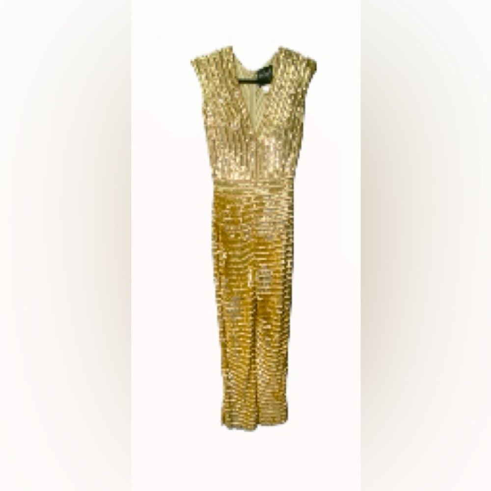 Mac Duggal Gold Sequin Jumpsuit